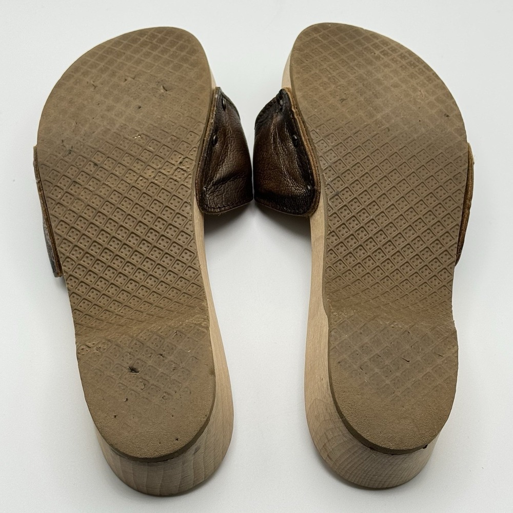 Vintage Dr Scholl's Original Wooden Exercise Sandals Brown  Leather Women's 9 - Picture 6 of 9